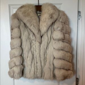 Saga Vintage Blue Fox Luxury Women's Light Gray Fur Jacket